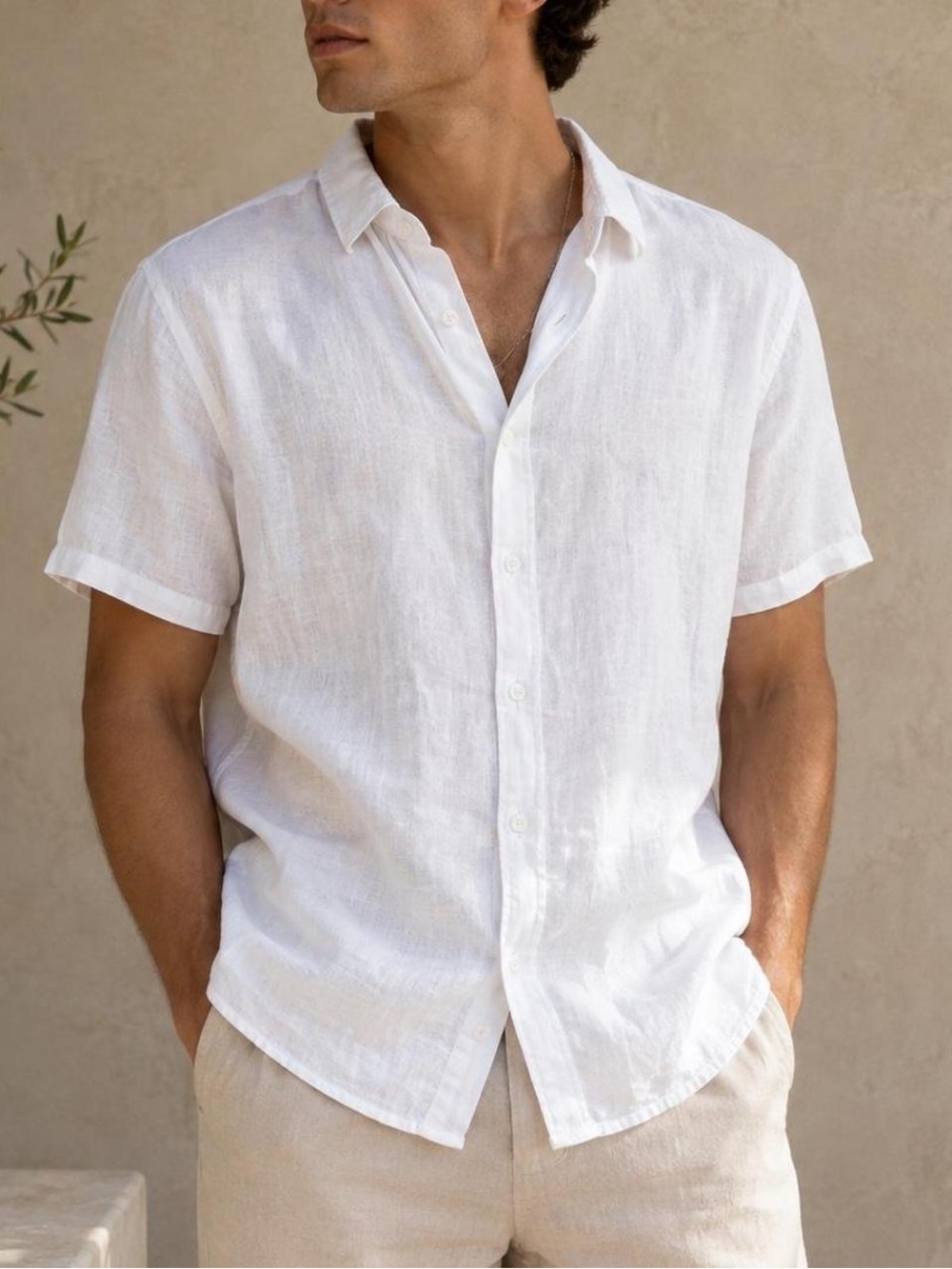 NWT Porter & Ash White 100% Linen Short Sleeve Button-Up Shirt